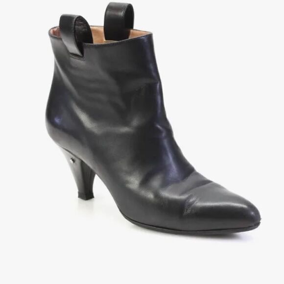 Laurence Dacade Women’s‎ Black Leather Heeled Ankle Booties Size 35.5 5.5 - Picture 1 of 10